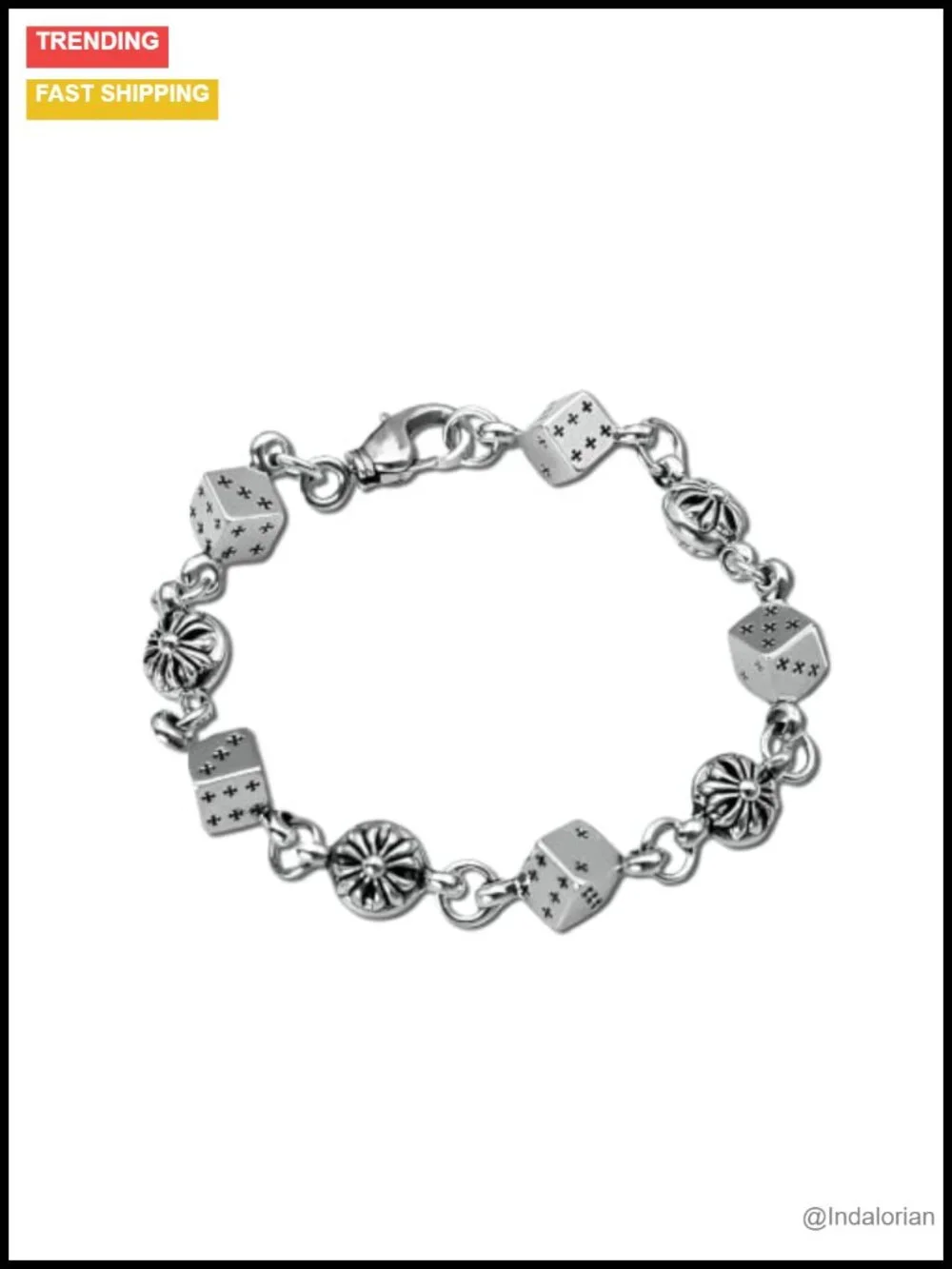 Vintage Dice Chain Bracelet Adjustable Unisex Stackable Fashion Jewelry Gift